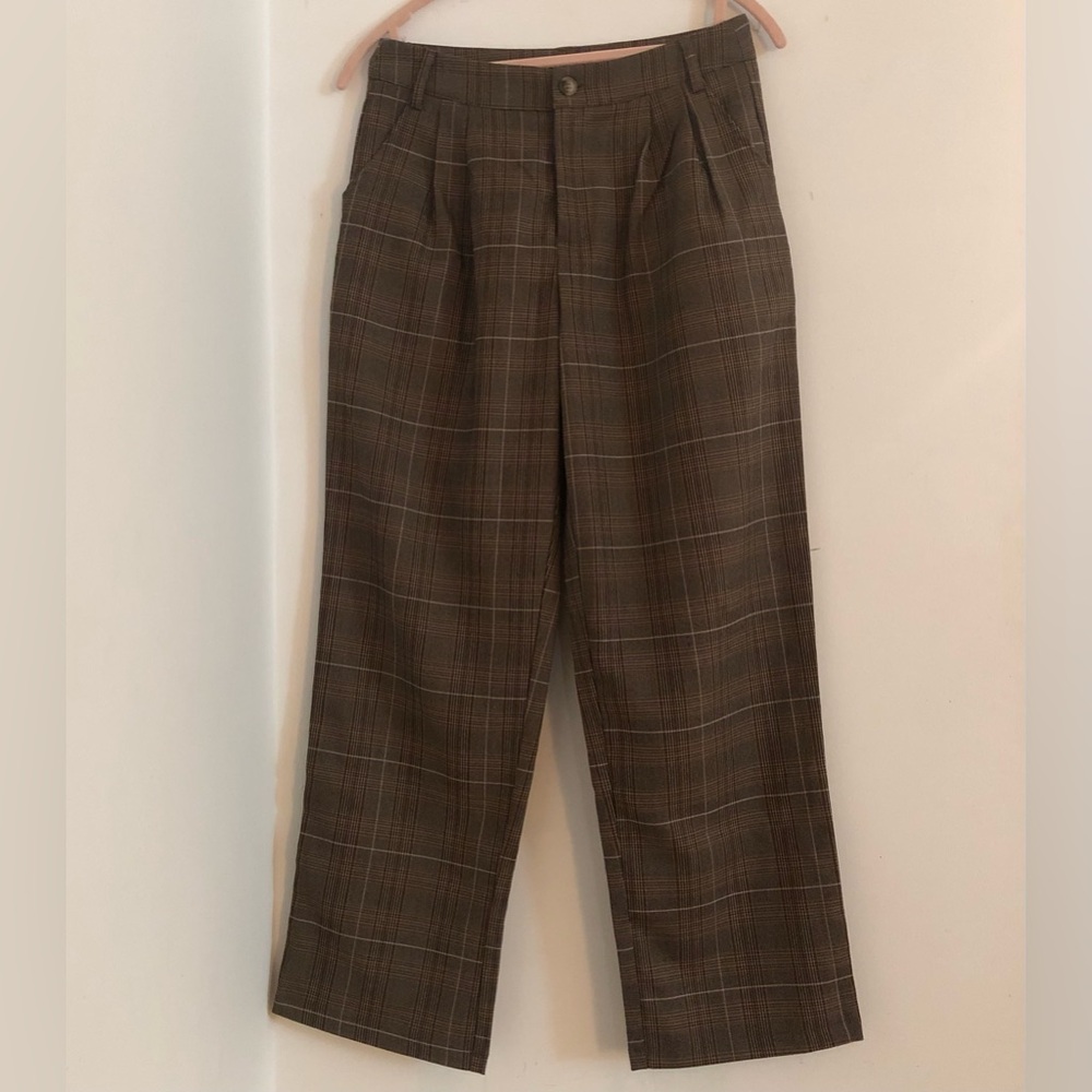 Dazy Elegant  Women Brown Plaid Pants
Size-28